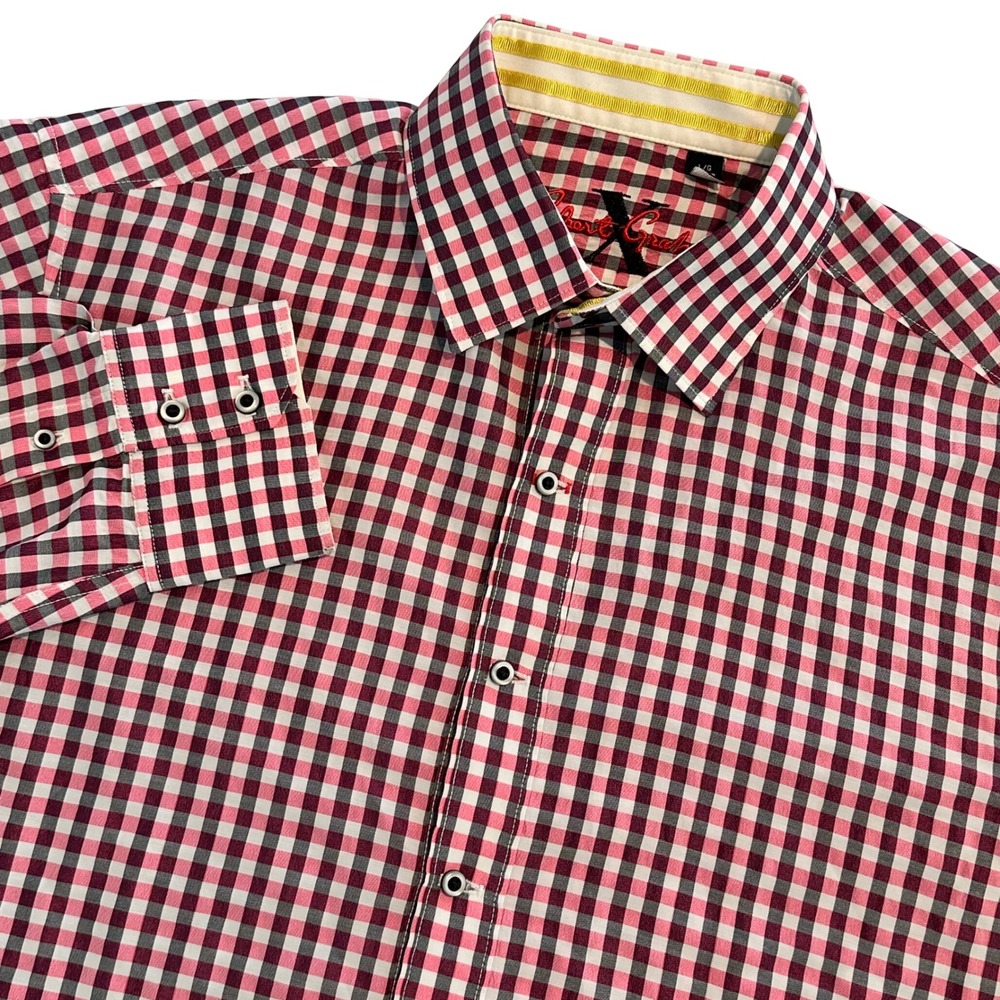 Robert Graham X Collection Men's Size Large Pink Gingham Check Button Down Shirt